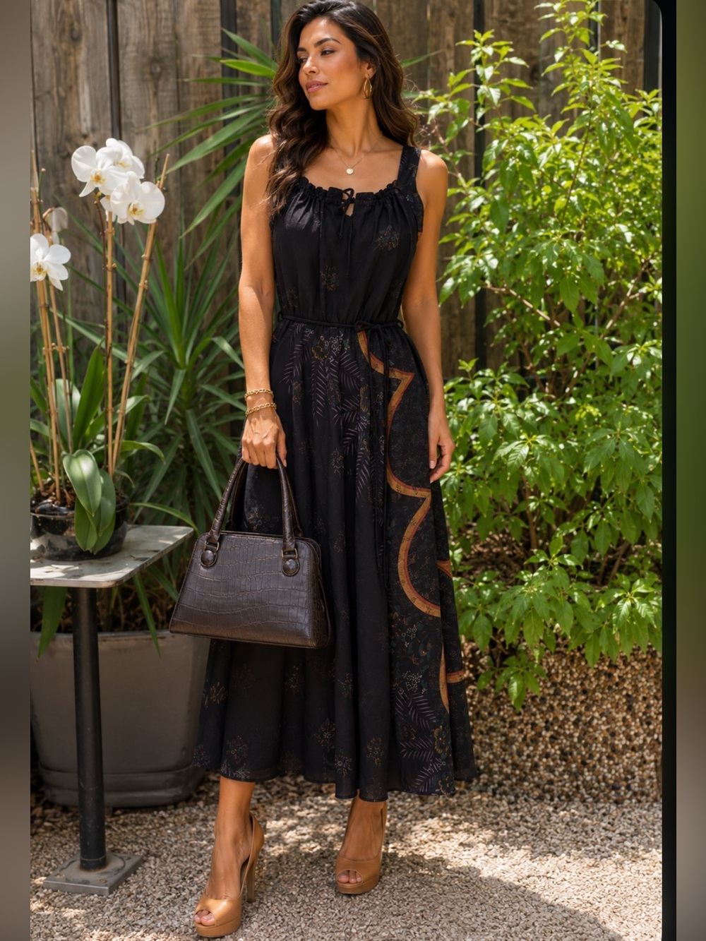 Byer Too black vintage print circle or dress